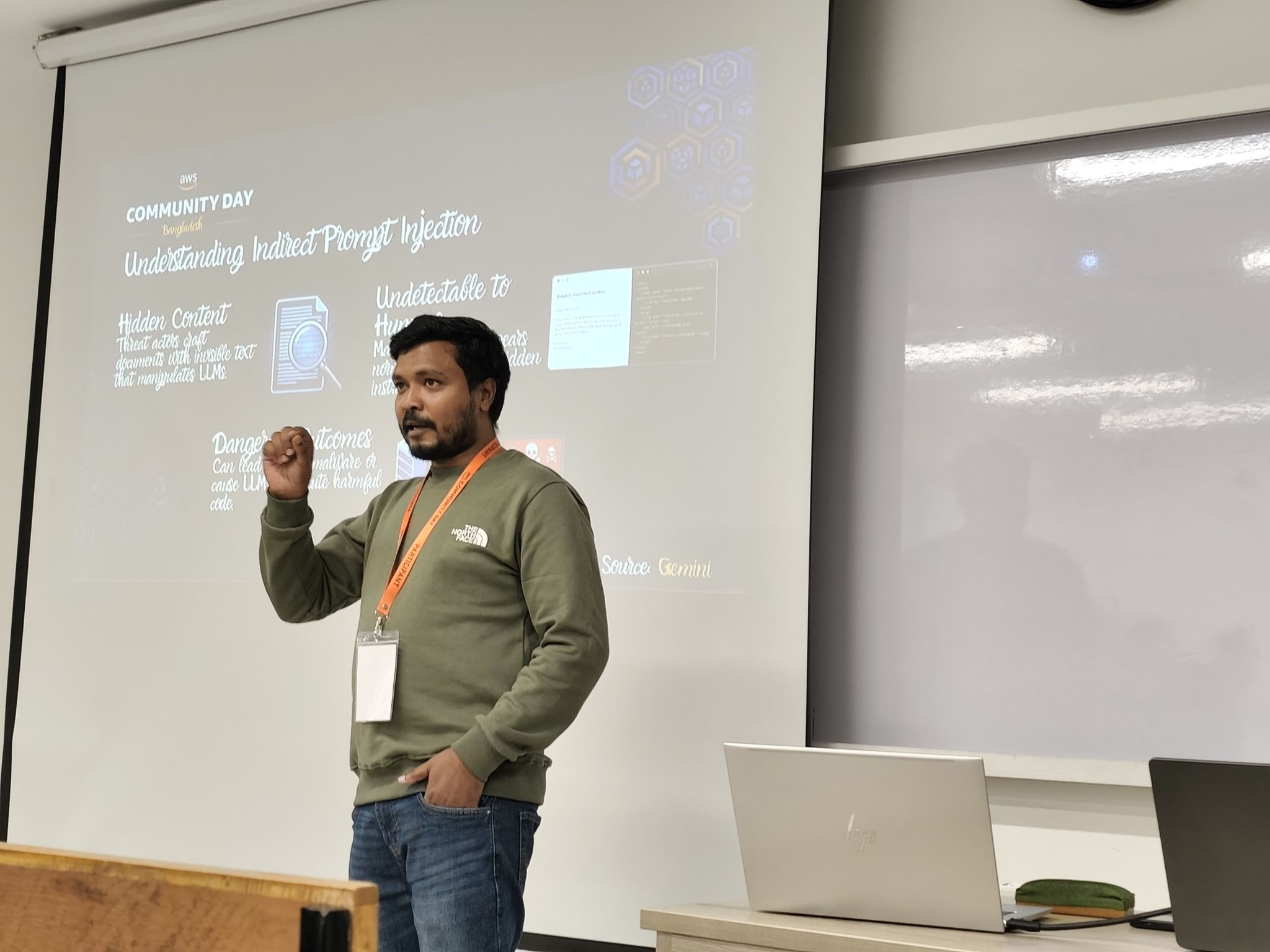 Delivering the RAG security session at BRAC University during AWS Community Day Bangladesh 2025